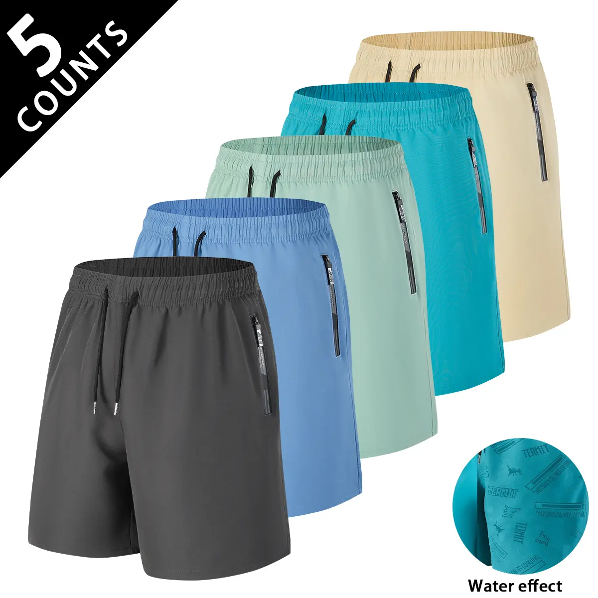 utdoor Training Zipper Pocket Men Shorts Anti-Wrinkle High Elastic Lightweight Composite Weaving Craft Wide Stretch Waistband Deep Side Pockets Relaxed Straight Knee Shorts For City Commute Gym Casual Daily Scenes Multiple Color Options