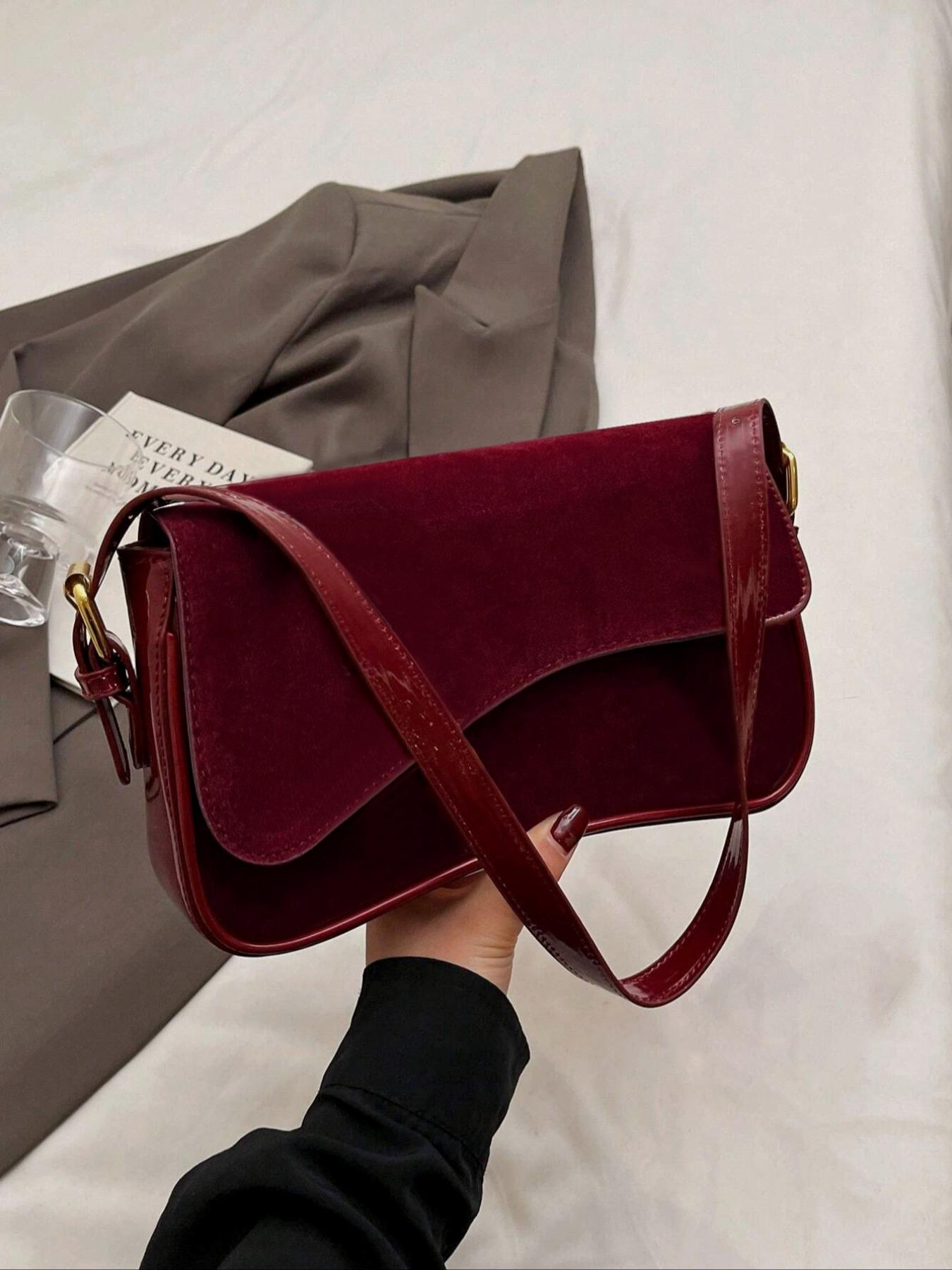 Women's Solid Color Bag, Fashionable PU Leather Shoulder Bag for Daily Used, Casual Trendy Versatile High-quality Daily Commuting Bag