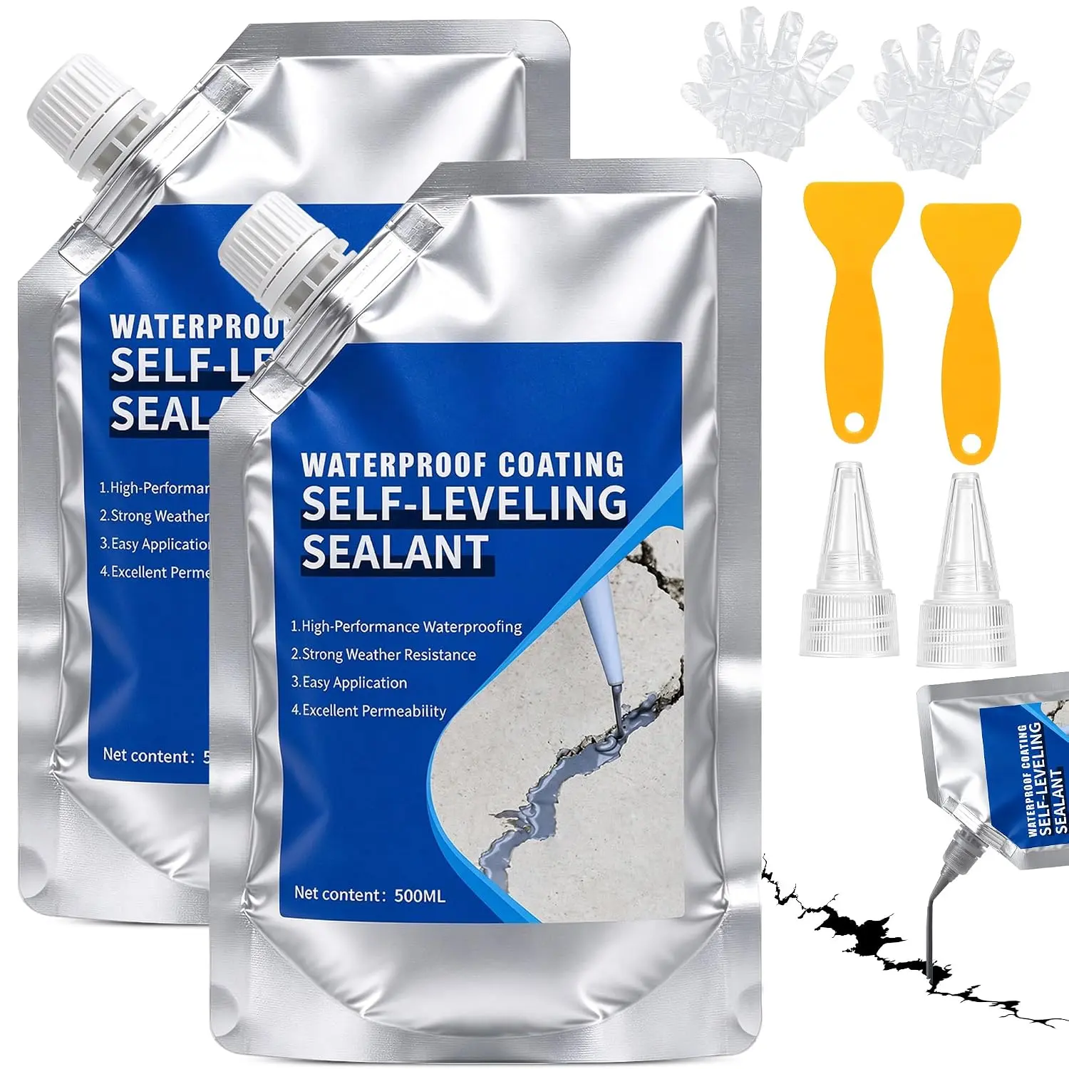 33.8 fl oz Concrete Crack Filler, Self Leveling  Cement Sealant