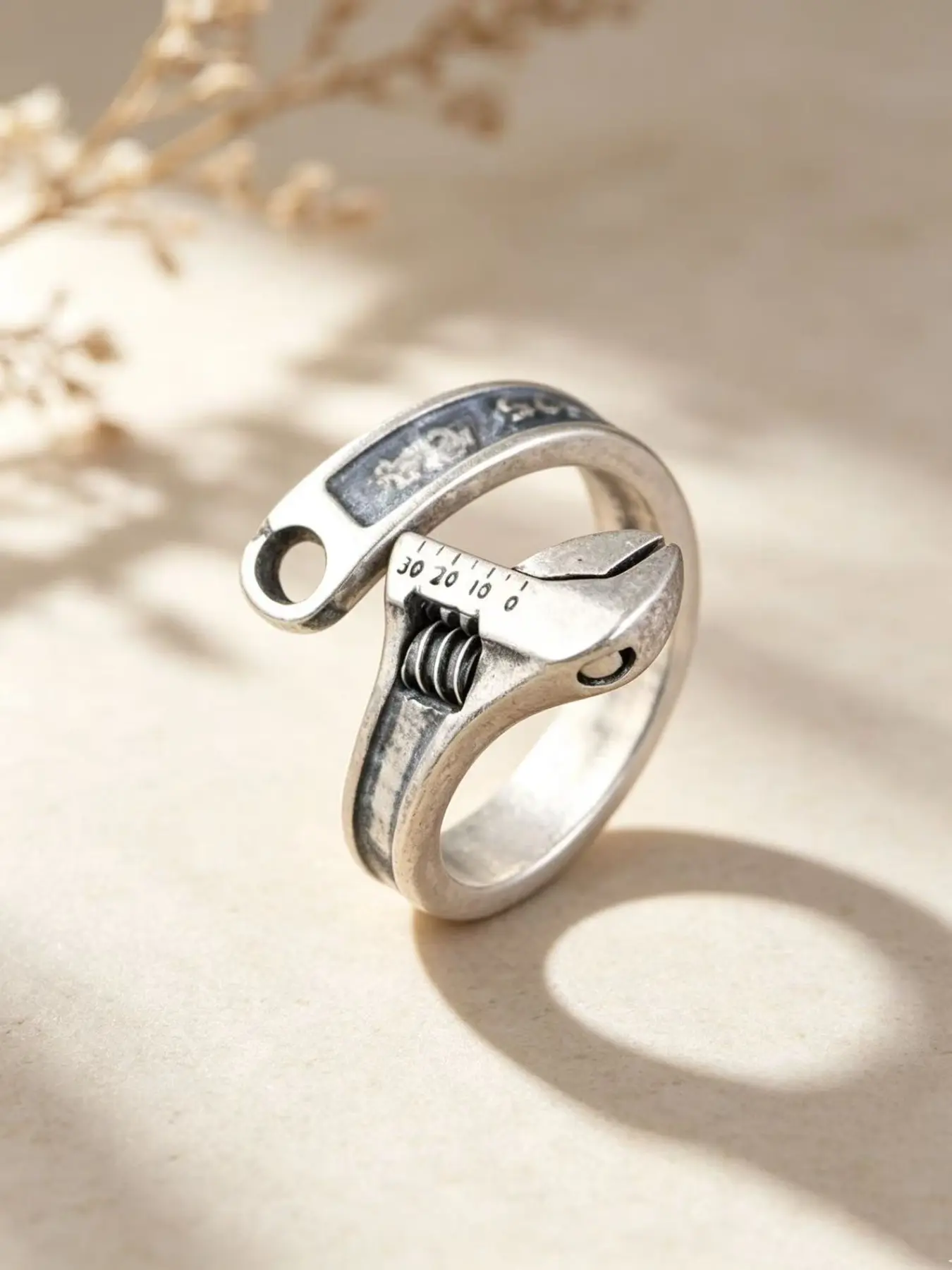 Vintage Retro Motorcycle Wrench Open Ring for Men, Customizable Holiday Gift, Unique Jewelry Accessory, Trendy Fashion Statement