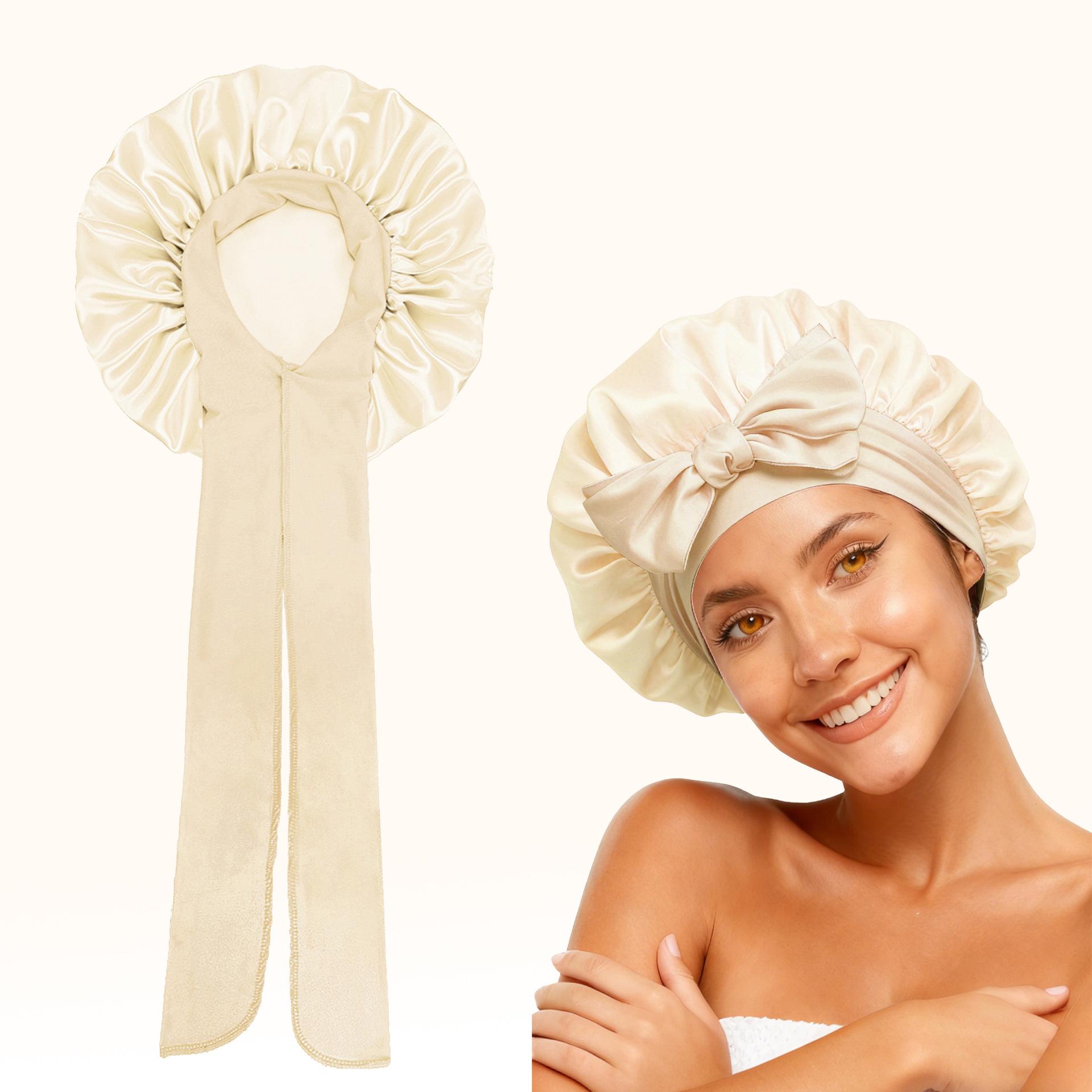 Long Bonnet Satin Hair Silk Bonnet for Sleeping Women, Silky Bonnets for Women with Tie Band, Sleep Cap for Braids Curly Hair