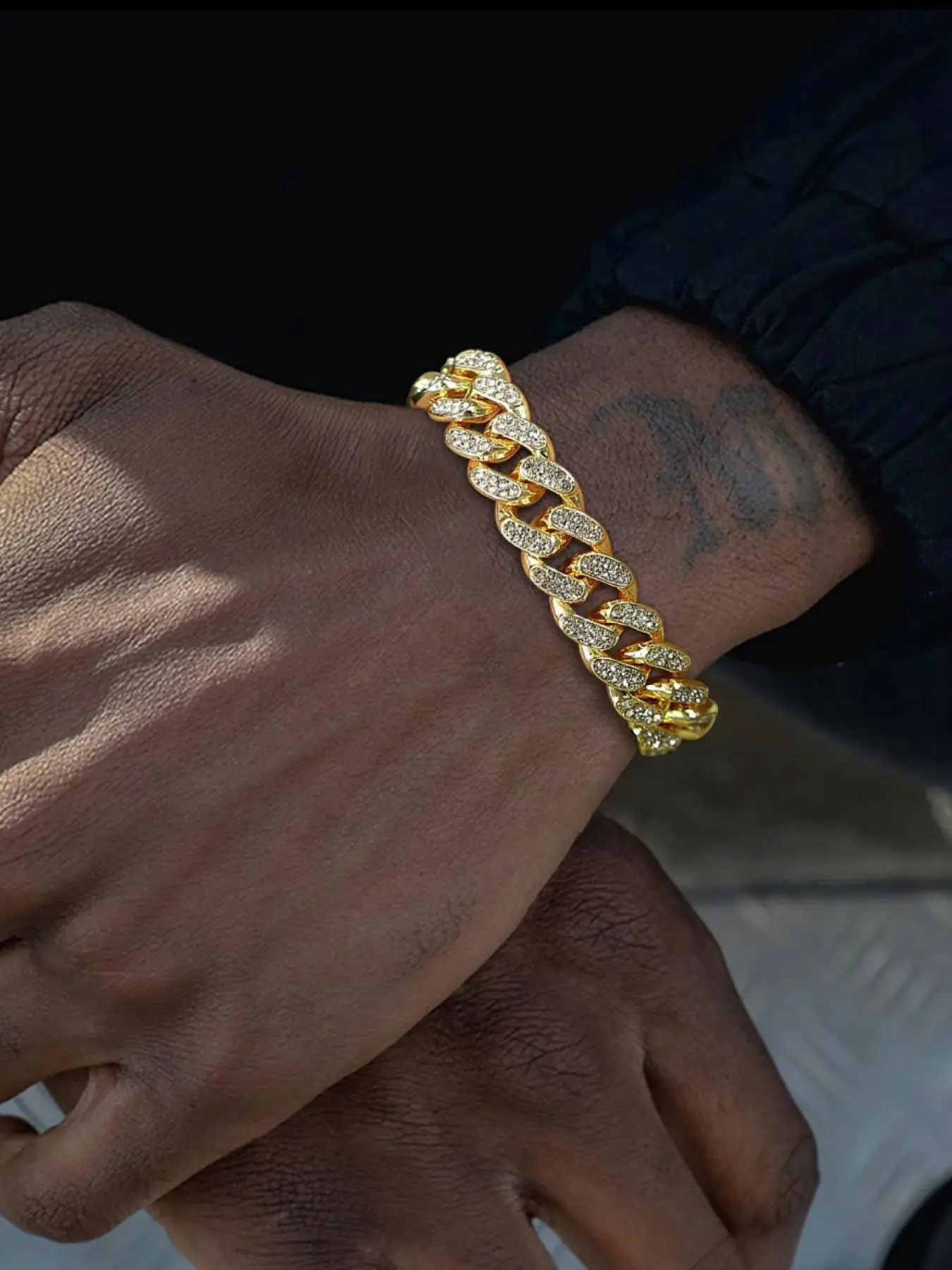 Hip Hop Punk Style Rhinestone Decorated Cuban Chain Bracelet, Cuban Link Bracelet, Fashionable Jewelry for Party, Daily Clothing Decor, Trendy All-match & Exquisite Jewelry for Birthday Gift
