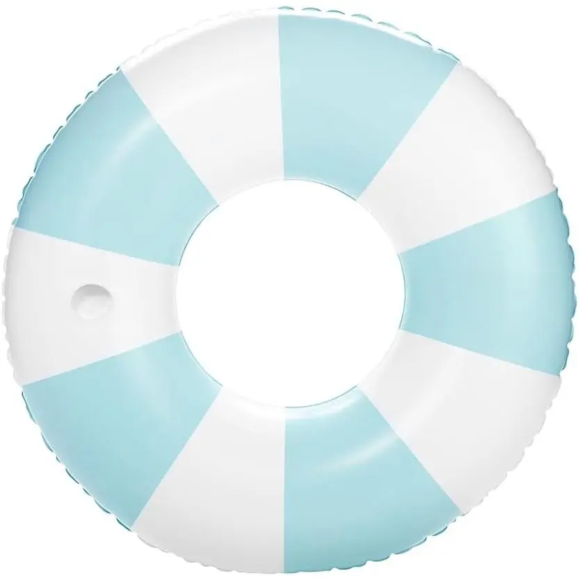 Giant Vintage Stripe Inflatable Tube Pool Float with Cup Holder 48" Large Pool Float for Adults Inner Tube Swimming Pool Toys Swim Rings Pool Lounger Float for Pool Party & Summer