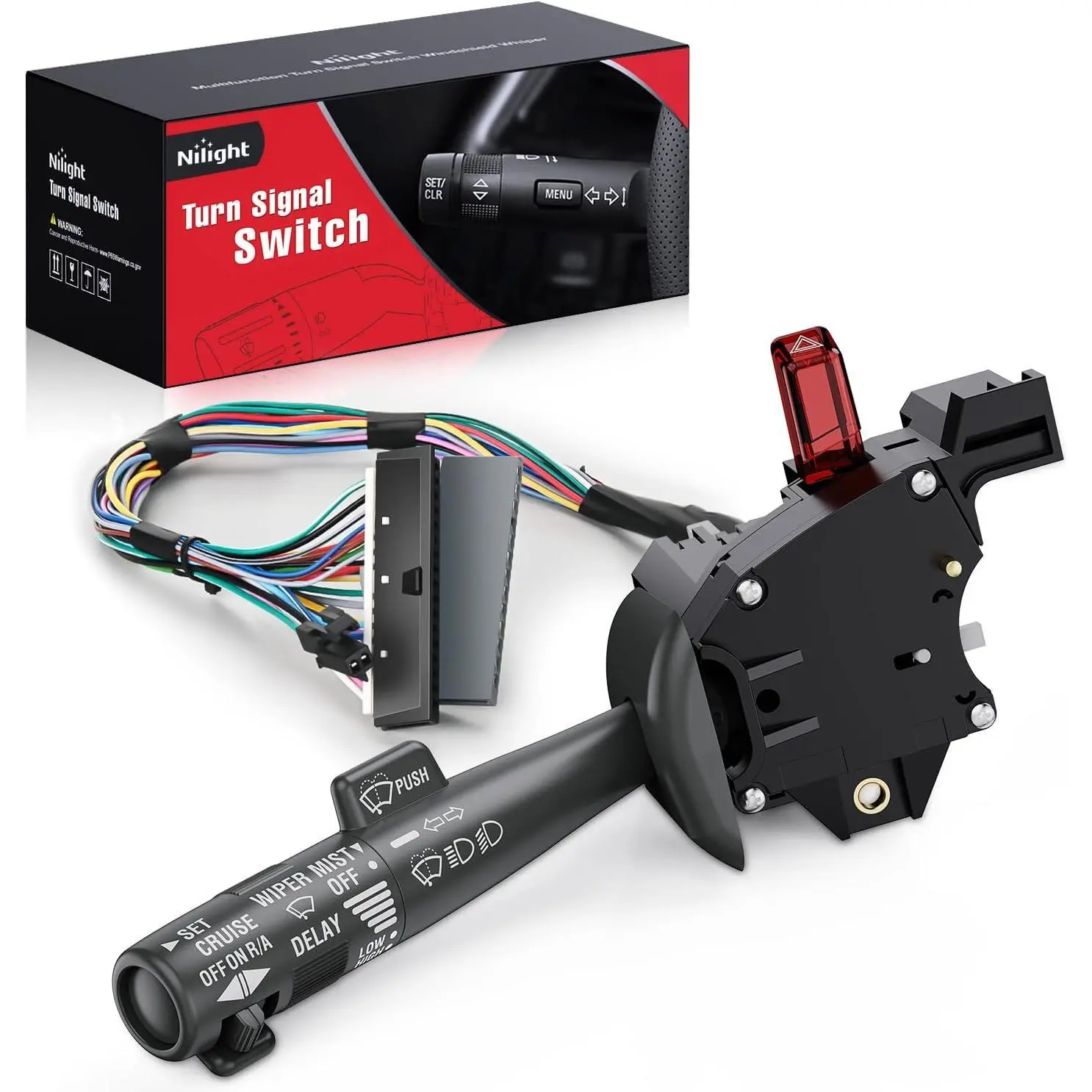 Nilight 12-Pin+12-Pin PP Signal/Wiper Switch - OE Replacement Plug-and-Play Car Lights for Car, Compatible with 1995-2000 Chevy (Astro, Suburban, C Series, Tahoe, Blazer, S10, Express), GMC (Yukon, Jimmy, Sonoma), Cadillac Escalade, Oldsmobile Models
