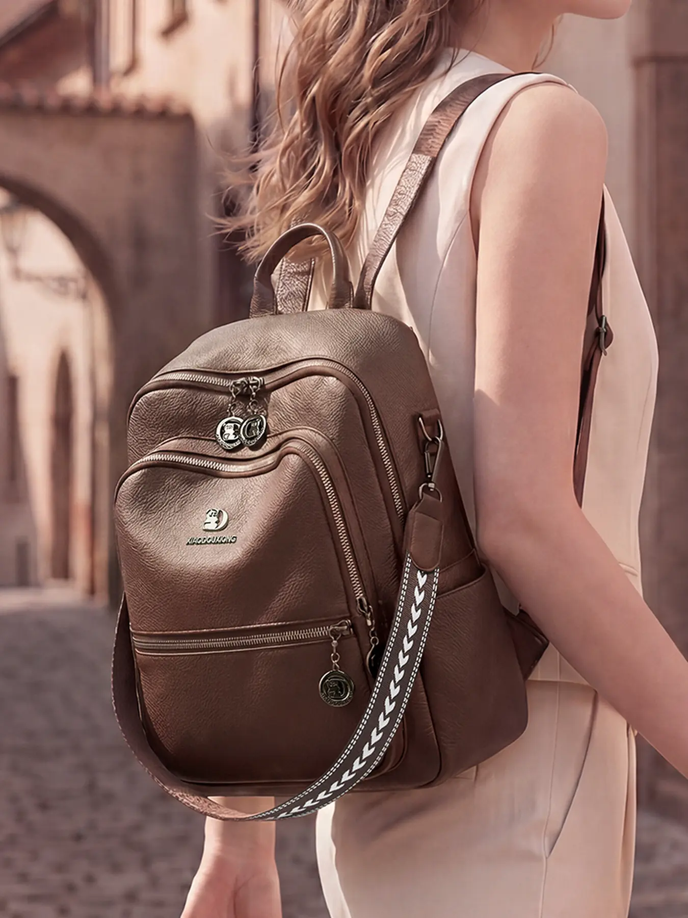2026 New Soft Leather Women's Backpack, Versatile, Large Capacity, Multi-Zipper Travel Backpack for Everyday Use