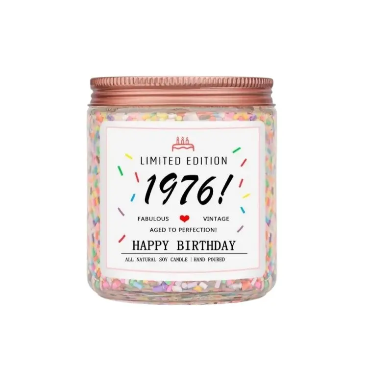 50th Birthday Gifts for Women Her, Decorations Gifts for 50 Year Old Woman, 50th Birthday Candles Scented Aroma Decorative Candle - Limited Edition 1976 Handmade Aromatic Candle (Vanilla Birthday Cake Scent with Sprinkles)