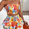 Women's Summer Casual Chic Striped Tank Top and Mini Skirt Set, 2-Piece Elegant Slim-Fitting Fashion Suit, Plain Surface Design