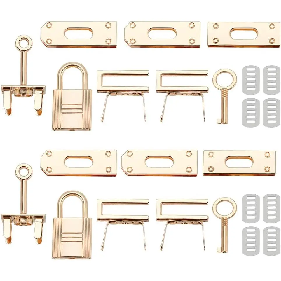 Alloy bag clasp set, 2 sets of wallet clasp accessories, DIY bag making clasp, handbag and luggage replacement parts, suitable for DIY leather craft shoulder bag repair