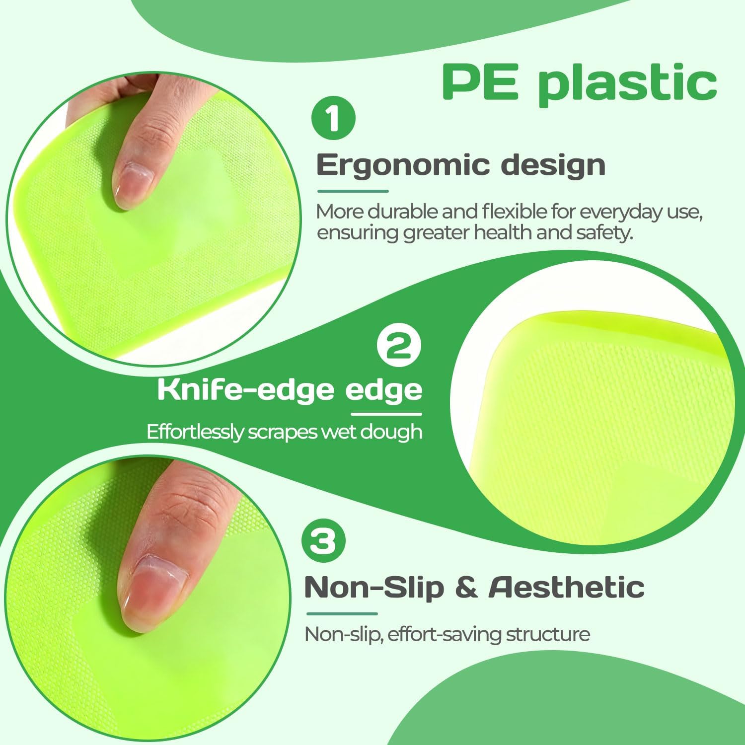 5 count Dough Scraper Bench Scraper 4.65x3.66" Plastic Flexible Bowl Scraper -Edged Multi-Angle Cake Scraper Non-Slip Baking Tool Decorating Tool Shaping Tool (5Pcs Five colors)