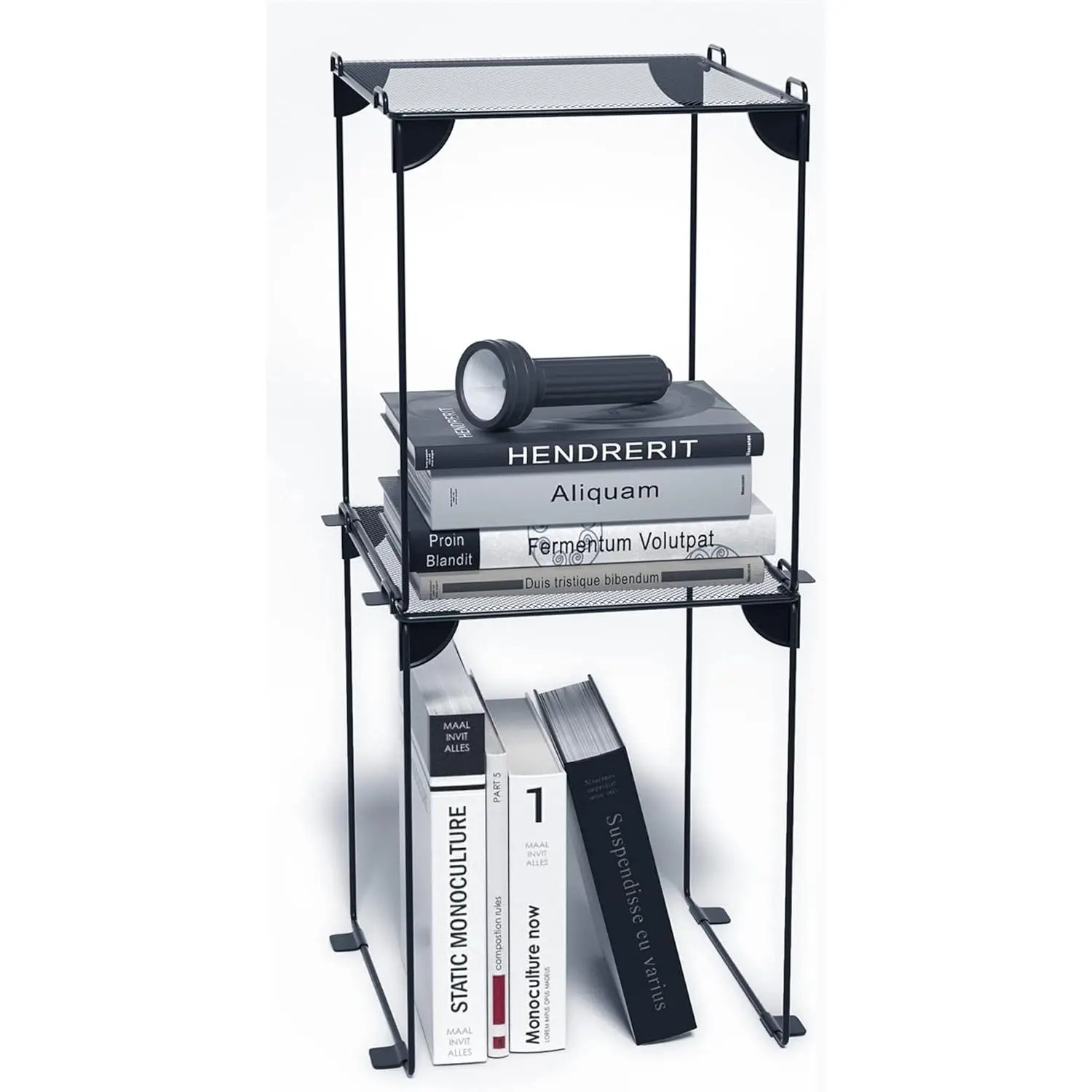 Pack 2 Mesh Locker Shelf, Grey | Stackable, Extra Tall, Collapsible, Metal Build, Fits Standard Size School Locker