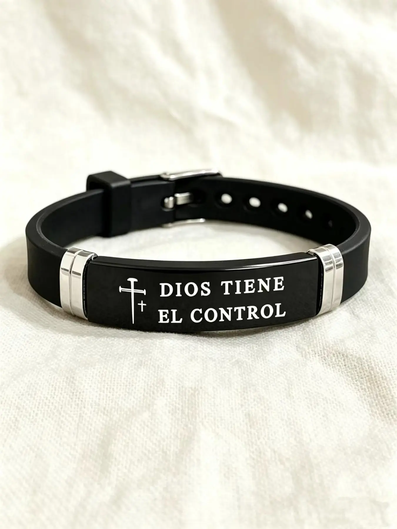 Adjustable Silicone Bangle Bracelet, Cross Design with Bible Verse, Religious Jewelry Gift, All Seasons Wear, Couple Accessories