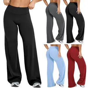 Women Wide Leg Yoga Pants Womens Straight Leggings Bottoms High Waist Stretchy Comfy Yoga Workout Athletic Gym Pants