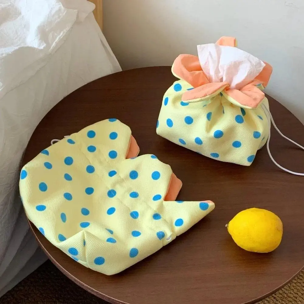 Creative Lightweight Flower Tissue Box Canvas Multipurpose Tissue Storage Bag Soft Decorative Portable Tissue Pouch Office