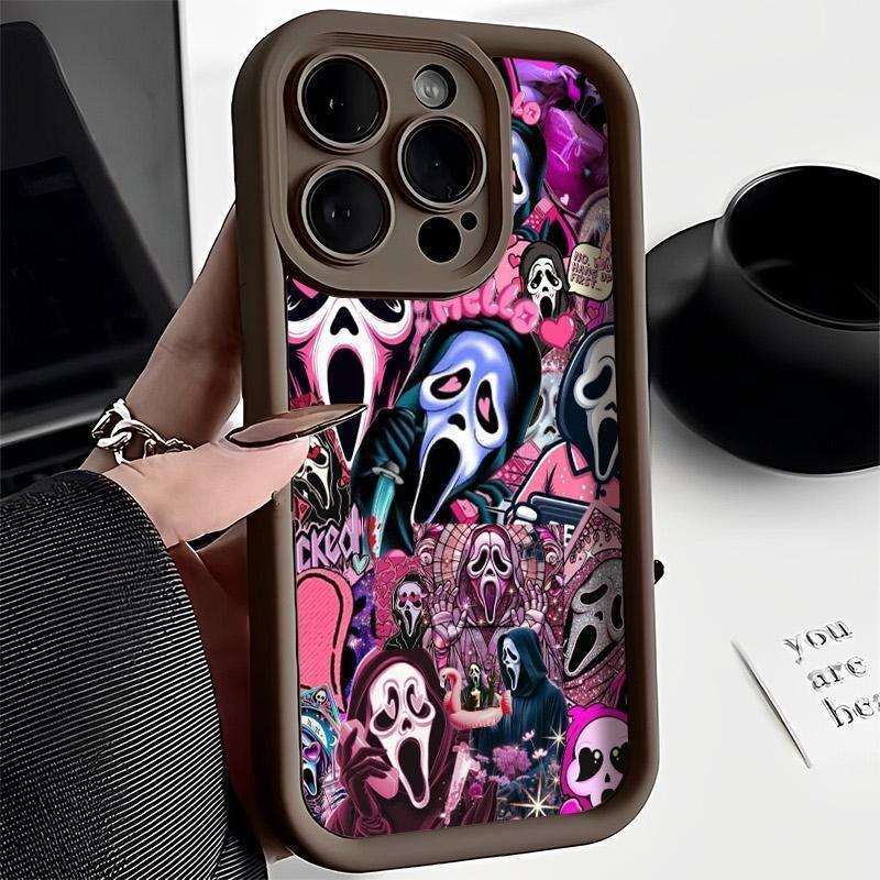 Ghost Scream Collage Pattern Phone case for iPhone 17 Pro Max 16 Plus 15 14 13 12 11 BumperDrop Protaection Rugged Durable Back Cover fashion gift Full Body Protection Shockproof Soft Silicone Cover.QXB334.designer,case Protective Smartphone