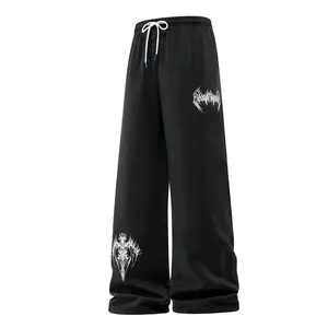 Men's Baggy Sweatpants Wide Leg Track  Drawstring Casual Trousers Gothic Grunge Graphic Print Y2K Streetwear Hip Hop Joggers Relaxed Fit Lounge  Alternative Aesthetic Punk Skate Clothing Trendy Menswear Slouchy Sweatpants Daily Outfit Style beach