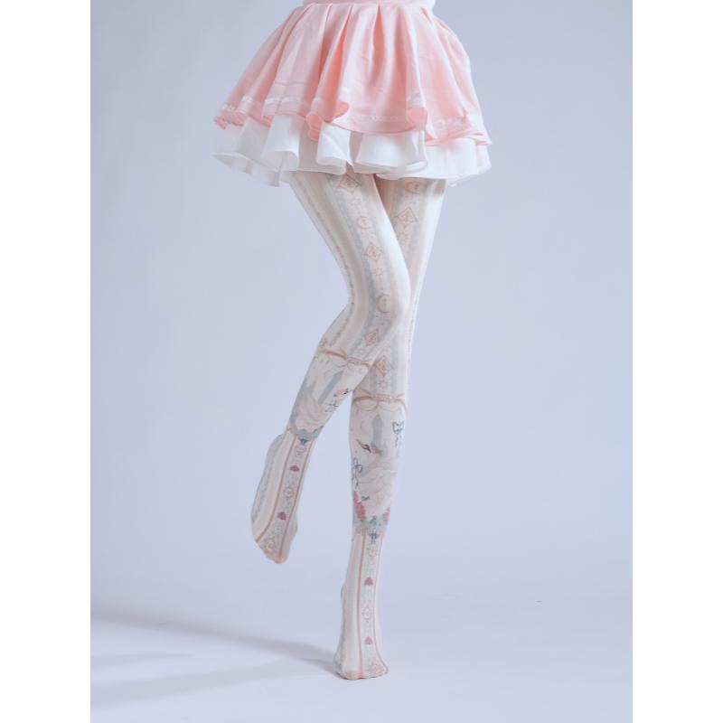 New Printed Pantyhose, Gorgeous Patterned White Pantyhose, Girl COS Socks, Cute With Comfortable Base Socks, Personalized Girly Socks butt pad lace  pajamas warm woman sexy  cloth