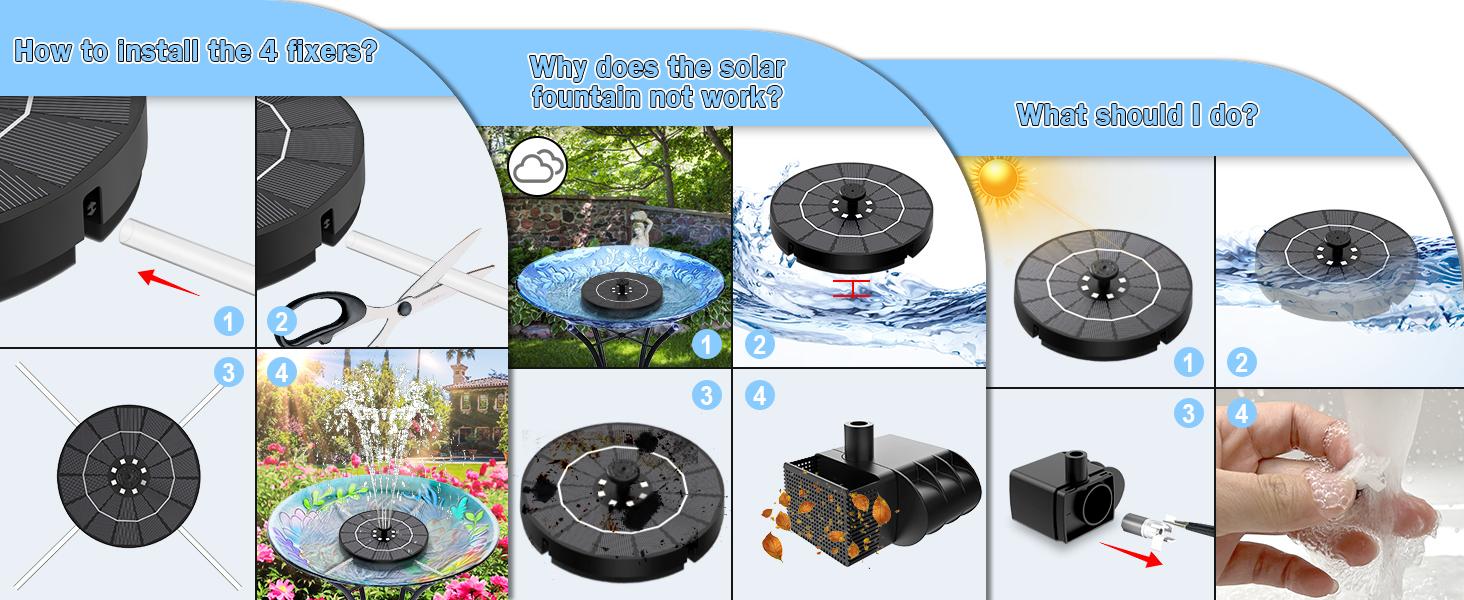 Solar Water Fountain, 2026 Upgrade 3.5W Solar Bird Bath Fountain Pump with Color LED Lights, 7 Nozzles & 4 Fixed Rods for Garden, Patio, Pond, Pool, Fish Tank, Outdoor Water Feature