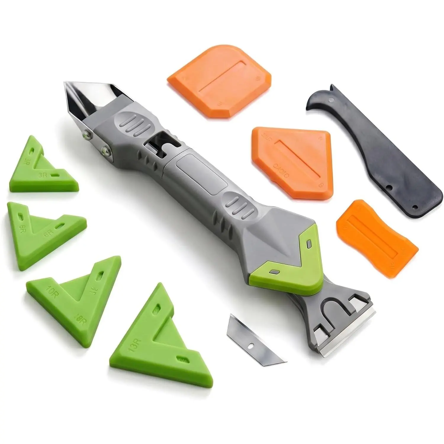 9-in-1 Caulking Tool - Silicone Caulking Tool with Silicone Remover, Sealant Trimmer, Grout Squeegee for Bathrooms, Kitchens