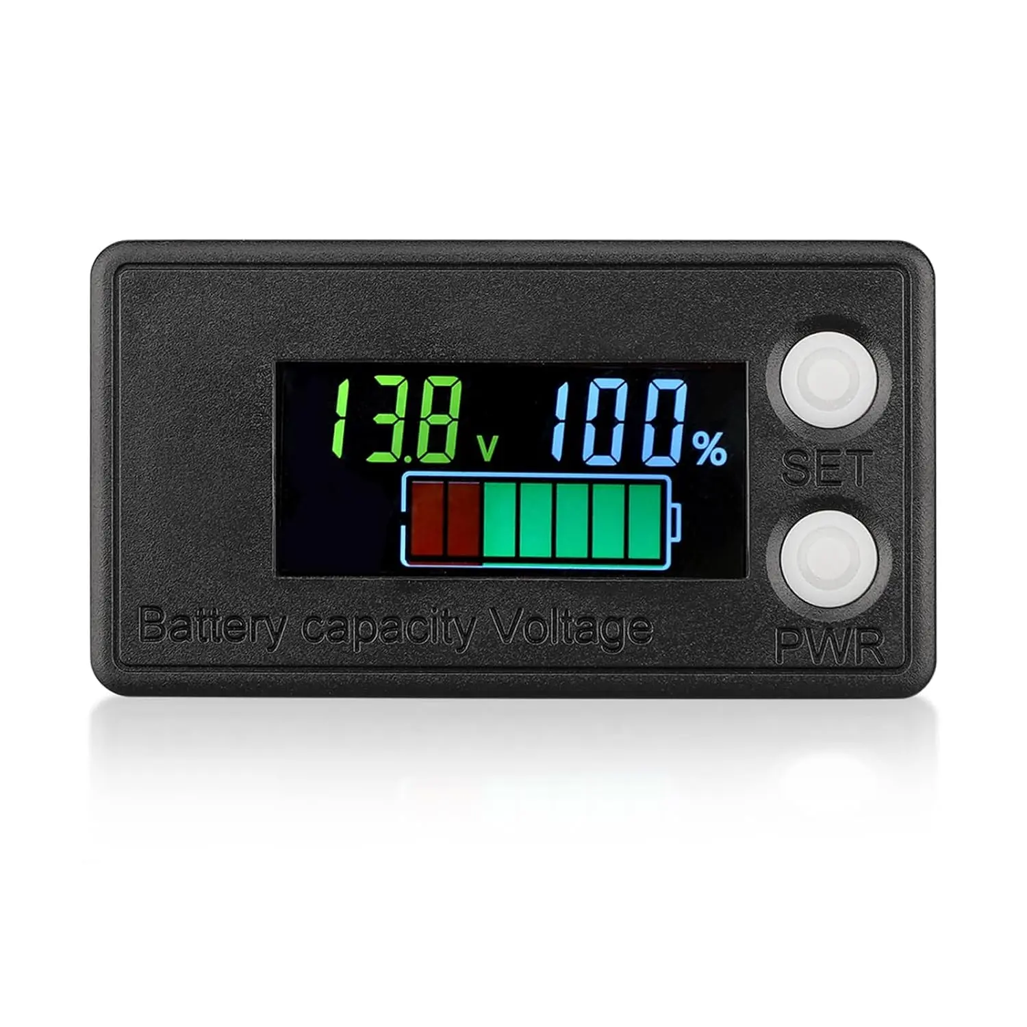 Waterproof Battery Monitor 12V 24V 36V 48V 72V Battery Meter 8-100V, Capacity Tester LCD Display Color Screen Backlight, Fit for Car Golf Cart RV Marine