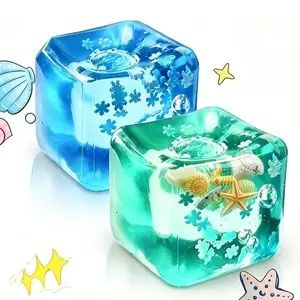 Nice Stress Cube 2nd Generation, Clear Ice Cube Squishy Fidget Toy, Super Mellow & Chill Sensory Gel Toy for Stress Anxiety Relief All Age