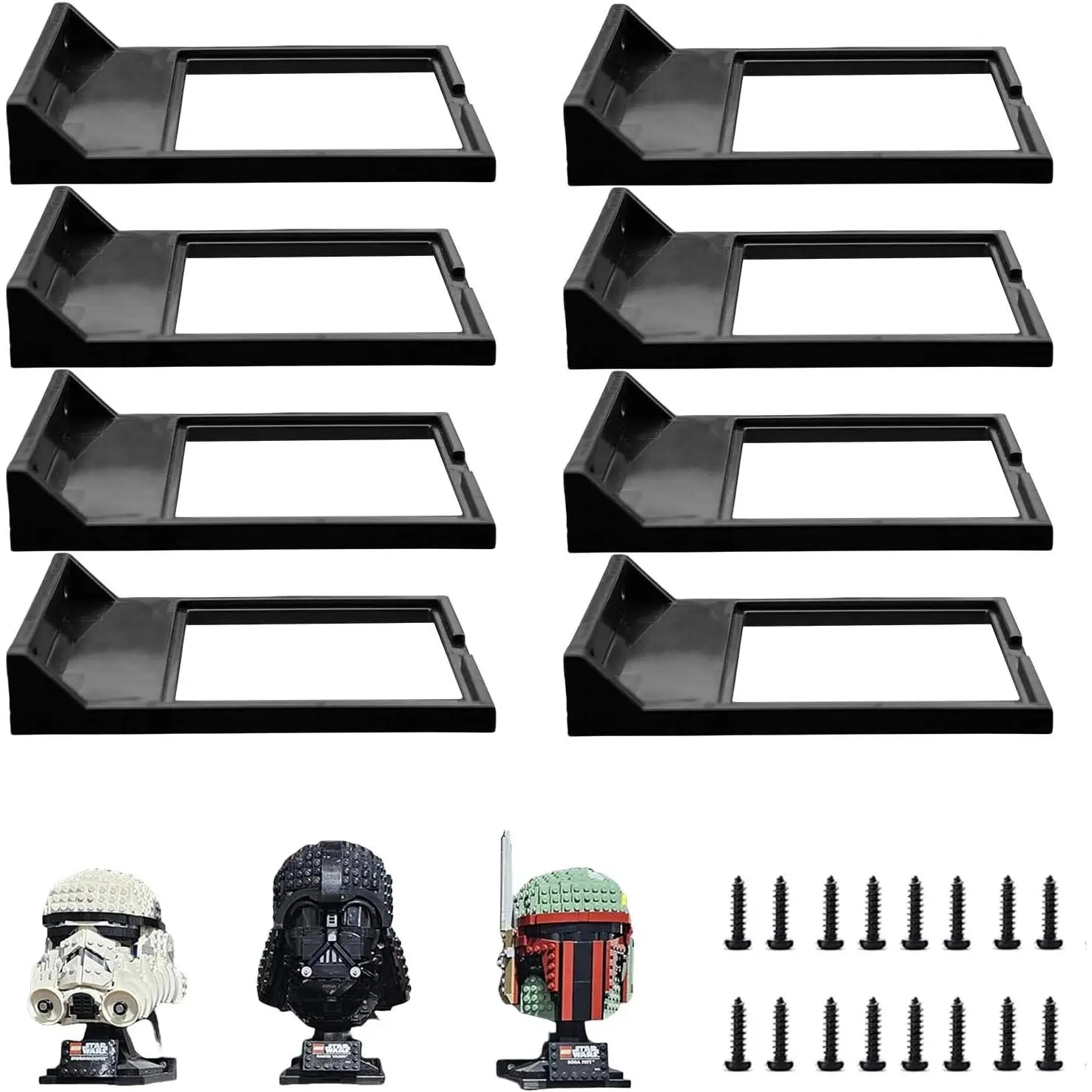 8pcs Wall Mount for Lego Star Wars Helmet Display Shelf for Lego Star Wars Helmet Compatible with All Standard Lego Helmets Black
