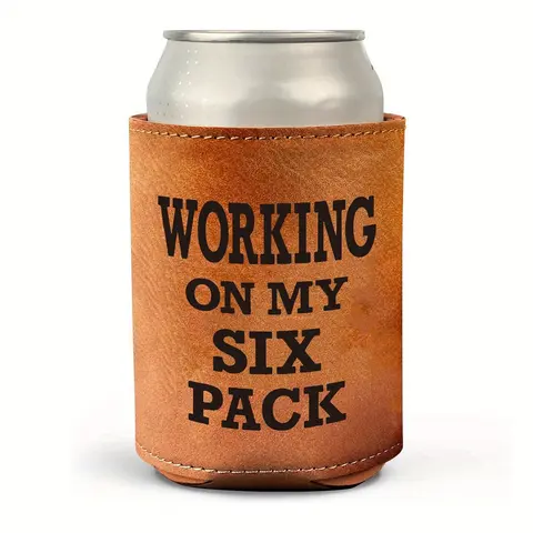 Unisex Funny Premium Faux Leather Can Cooler, Gag Gift, Novelty Birthday Present, Drinking Gadget