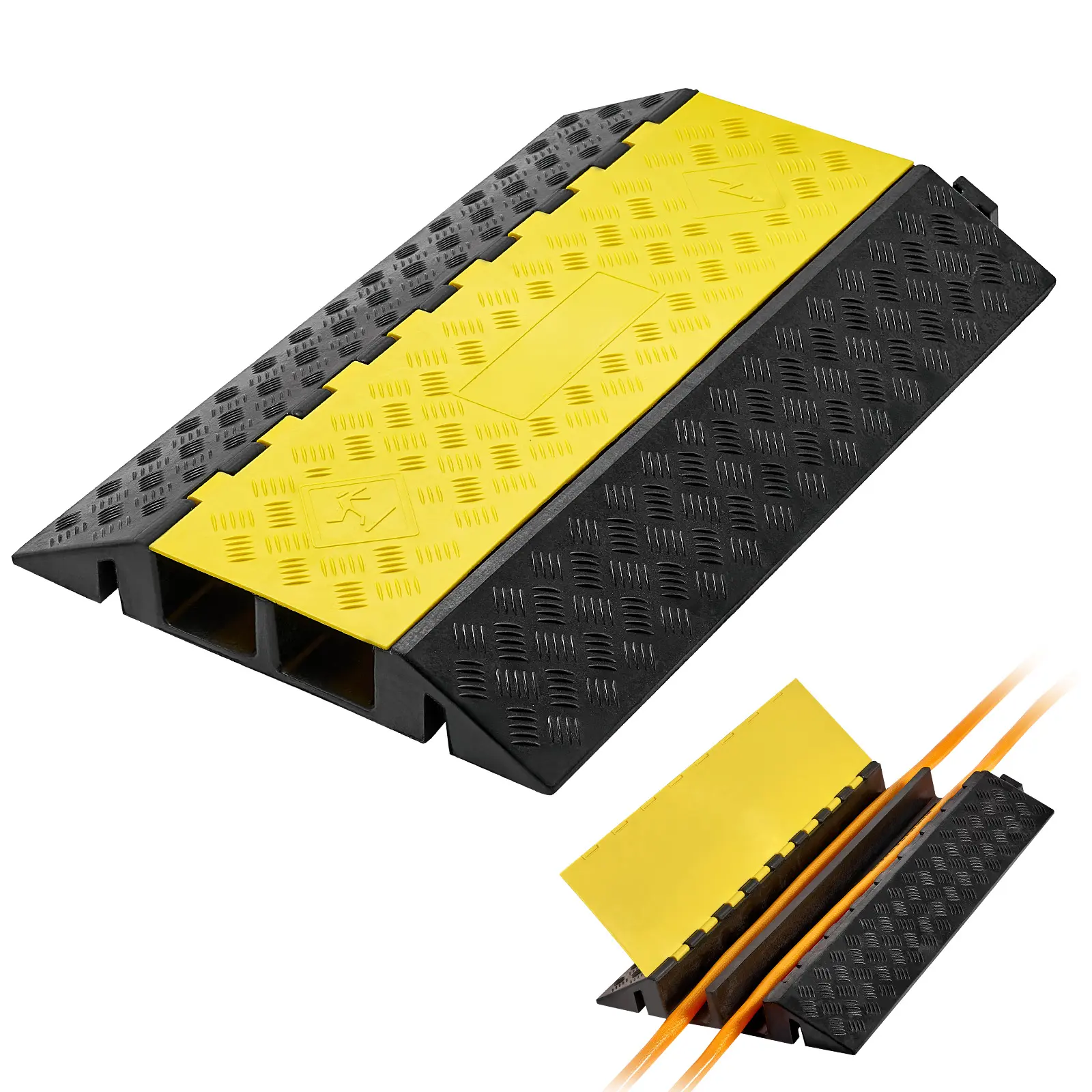 Heavy Duty Channel Shape Rubber Cable Protector Floor Ramp - 22000 lbs/9979 kg Max Axle Load Capacity, Rubber + PVC Construction, Fast Routing for Cords Hoses Wires (Home Improvement, Building Supplies)