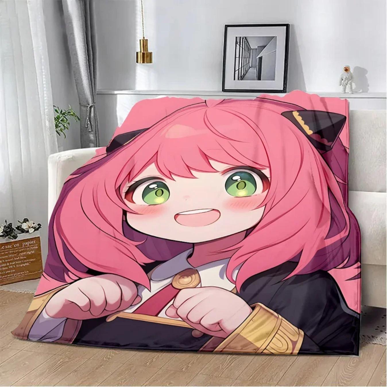 Spy x Family Anime Cartoon Printed Flannel Blanket Soft Cozy Warm Throw Blanket for Sofa Bed Picnic Travel Home Decor Birthday Gift for Fans
