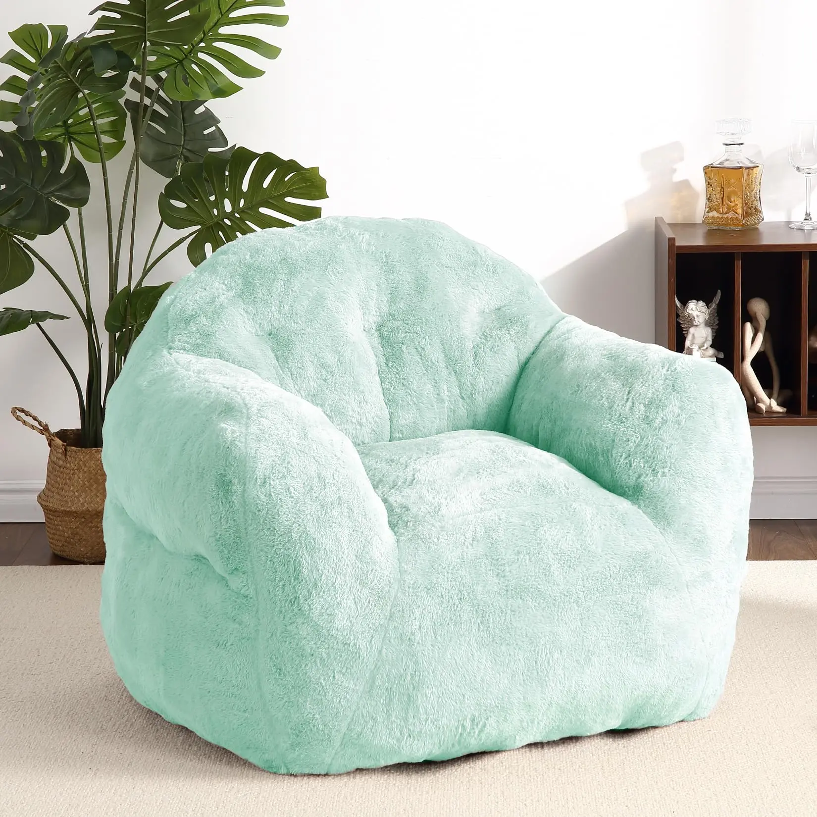 GARVEE51" Large Soft Green Bean Bag Chair for Adults, Giant Oversized Bean Bag Sofa with Filler Included, Comfortable Chair Sofa Ideal for Living Room and Bedroom Seating