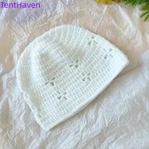 2026 new handmade crochet cotton thread hollow toe cap personalized pullover cap knitted yarn cap for men and women trend