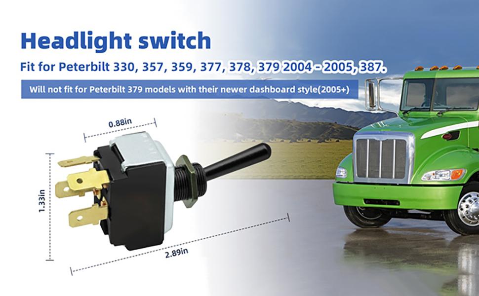 16-06657 Headlight Switch Fit for Peterbilt 330 357 359 377 378 379 387,Toggle Switch Replace 1606657 577.75611-1 Year Warranty