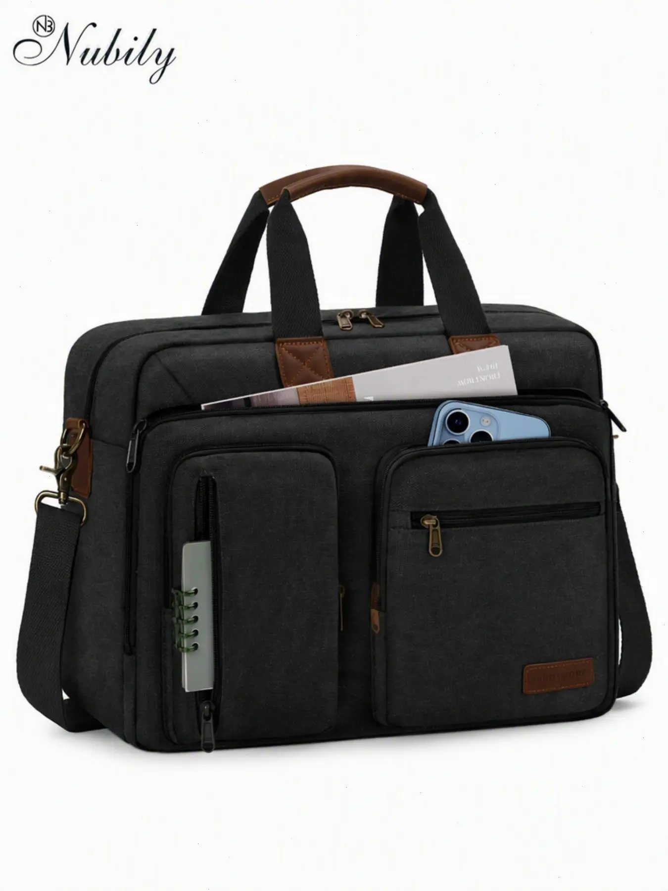 Men's Laptop Messenger Bag, Canvas Briefcase, Waterproof Vintage Computer Bag, Shoulder Bag Satchel, Ideal for Work, College, Travel