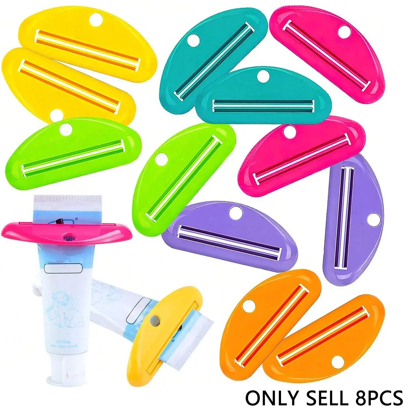 Creative Manual Toothpaste Squeezer, Colorful Plastic Toothpaste Tube Squeezer Toothpaste Dispenser HangingTube Squeezer Tool, Toothpaste Clip for Bathroom Accessory, Suitable for Toothpaste, Cream, Restroom
