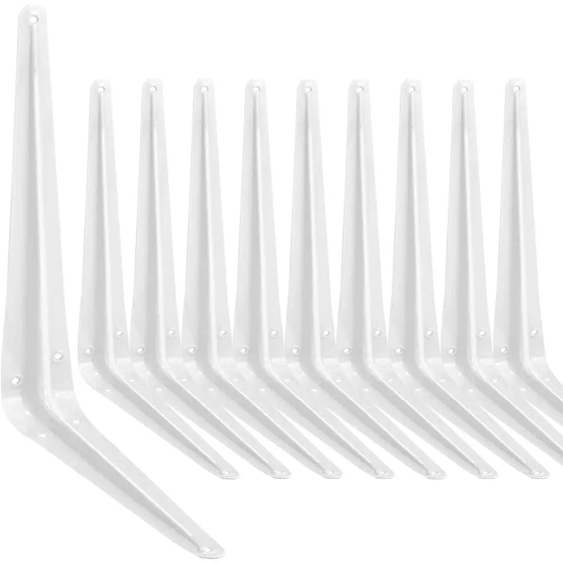 10 PCS 12×10 in White L Shelf Brackets, Shelving Supports for Shelf Installation, Bookshelves, Garden Boards