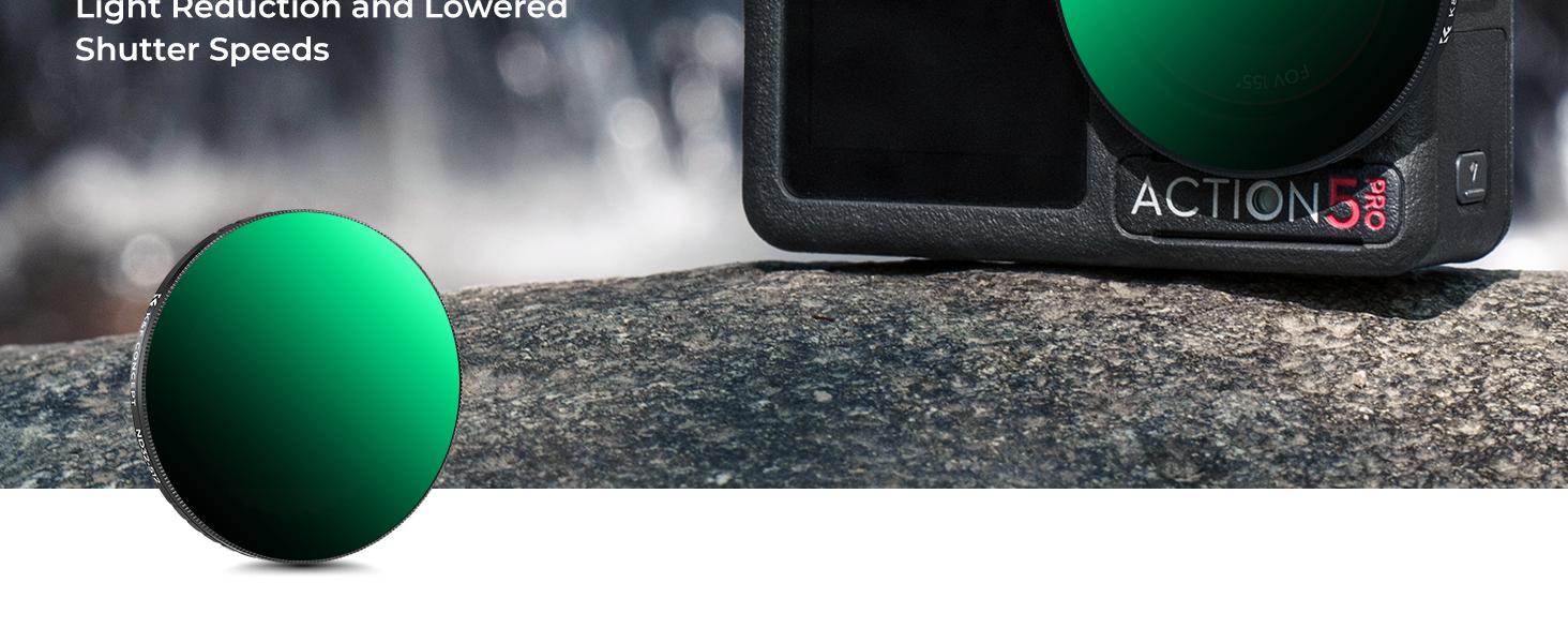 K&F CONCEPT Push in Fit Variable ND32-512 Filter Compatible with DJI Osmo Action 5 Pro, Neutral Density Light Reduction Filter for Omso Action 4/3, Multicoated HD Optical Glass Action Cam Accessories