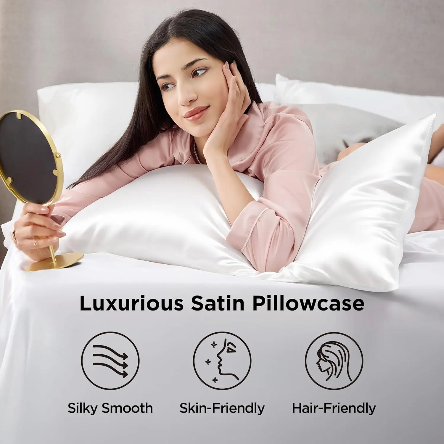 2pcs Silk-Like Pillowcases, Gentle on Hair and Skin, Envelope Closure, Satin Finish, Comfortable Bedding Accessories