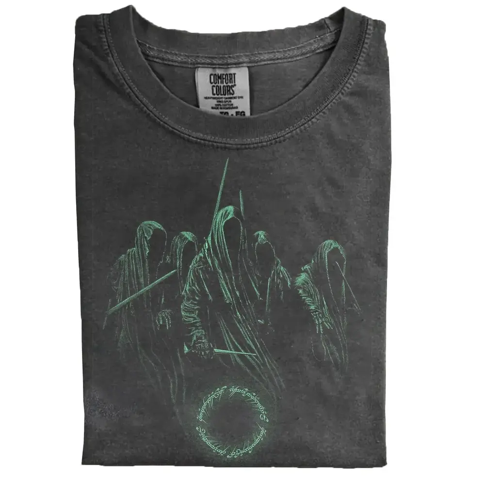 Women's Vintage Middle Earth LoTR Nazgul Sleeveless Flat Ring-Spun Cotton Garment - Soft Washed Casual T-Shirt, Trendy Party Day Top for Gifting