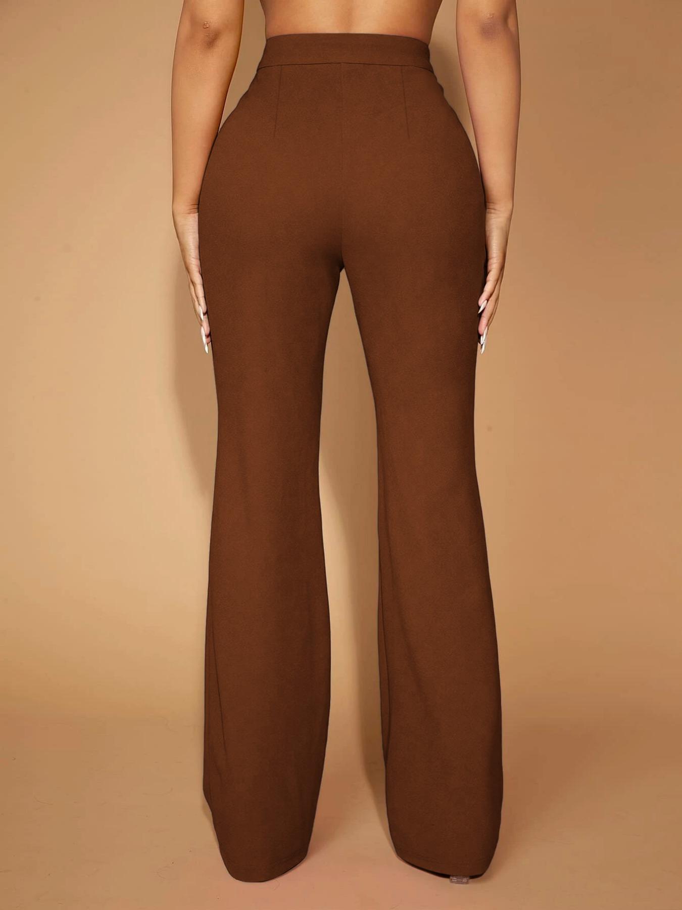 Women's Plain High Waist Flare Leg Pants, Casual Comfy Bell Bottom Trousers for Daily Wear, Ladies Bottoms for All Seasons, Casual Chic Trousers