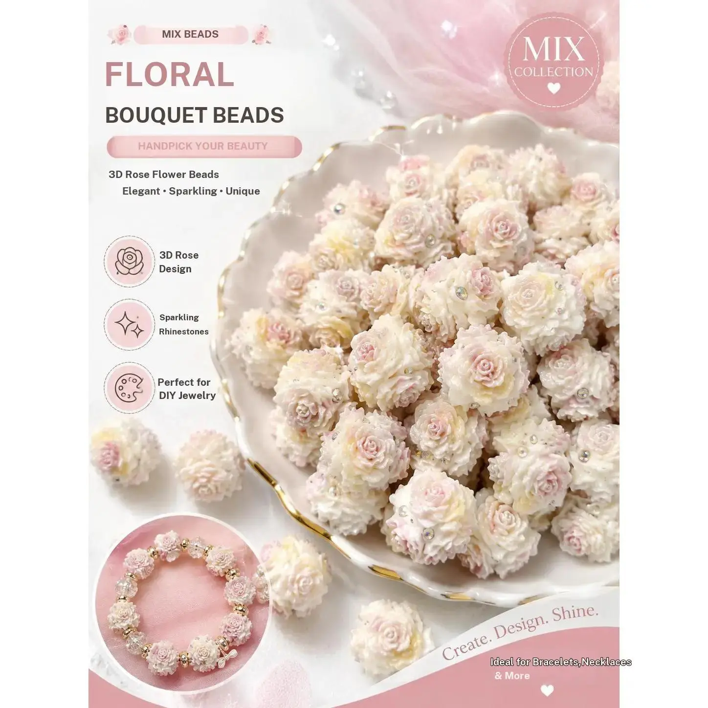 Diysoso Handmade flower beads mix