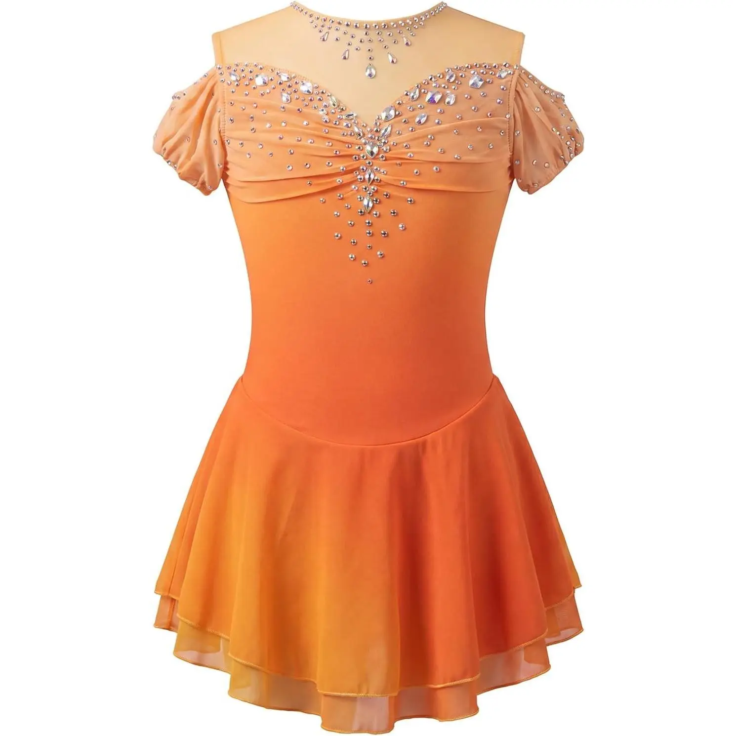 Girls Women Figure Skating Dress Competition Sleeveless Performance Training Show Hand Stitched Rhinestone Comfy Breathable Elastic