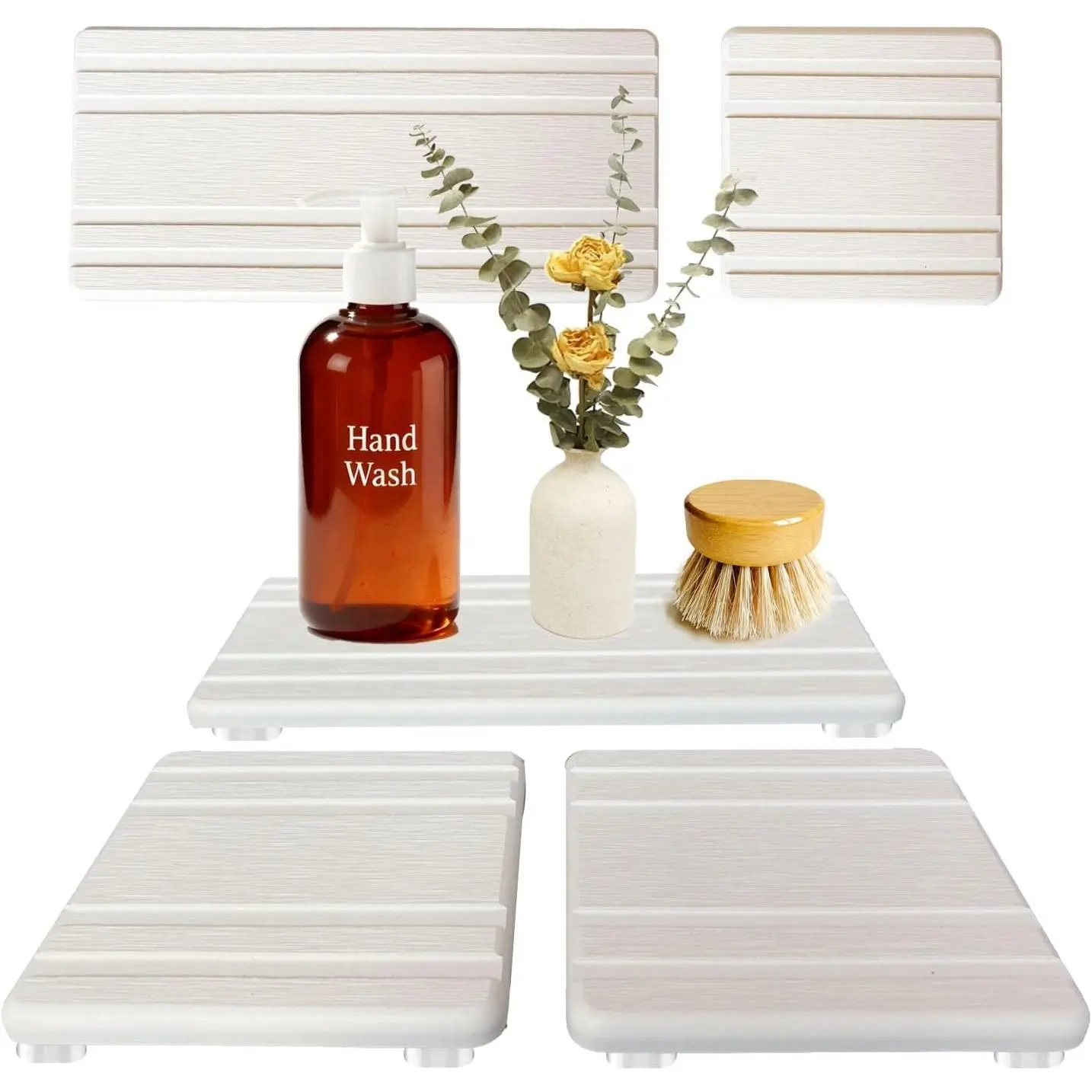 3PCS Water Absorbing Stone Tray, Quick Drying Diatomite Stone Sink Tray, Water Absorbent Diatomite Coasters for Kitchen Sink, Bathroom Counter Hand Soap Dish Toothbrush Holders