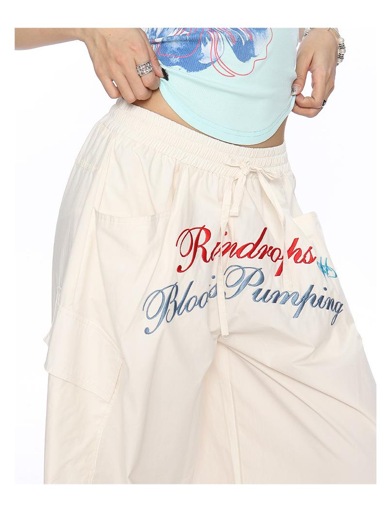 Women's American Vintage Lightweight Quick-Dry Cargo Parachute Pants - 2026 Summer New Loose Fit Slimming Wide-Leg Casual Trousers