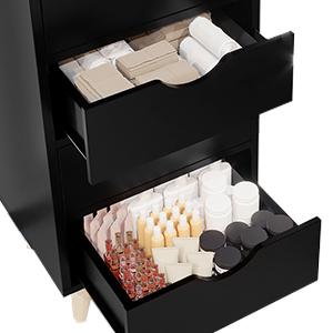 OmySalon 4-Layer Salon Storage Cabinet, Beauty Barber Salon Styling Station Organizer Equipment, Hair Stylist Station Set with 2 Hair Dryer Holders, 4 Drawers and Raised Table Legs OmySalon 4-Layer Salon Storage Cabinet, Beauty Barber Salon Styling Station Organizer Equipment, Hair Stylist Station Set with 2 Hair Dryer Holders, 4 Drawers and Raised Table Legs