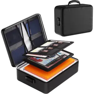 Fireproof Waterproof Lockable Document Storage Case – Portable Hard Safe Box for Laptops, Files, Passports & Official Certificates, Black