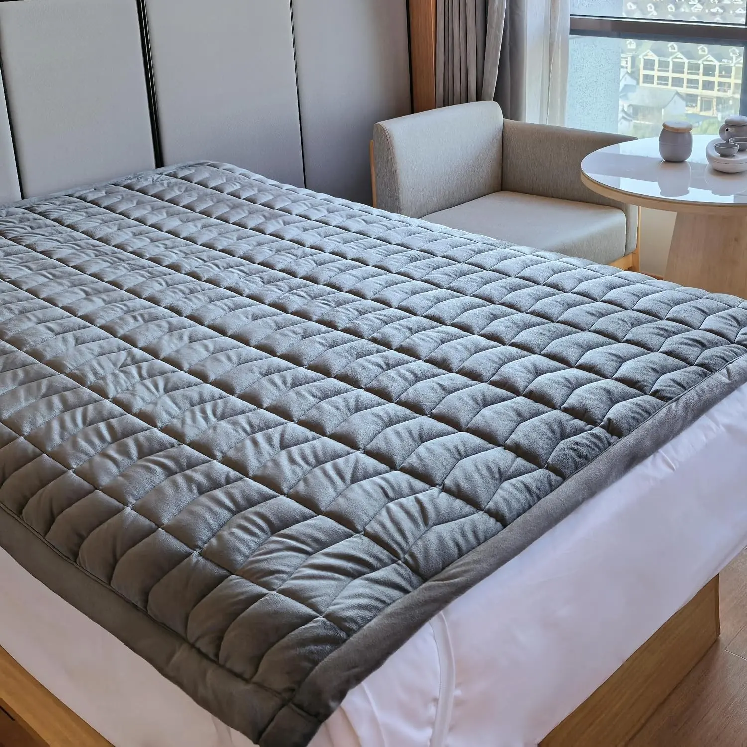 Graphene Heating No Electric Mattress Pad Topper, Rapid Heating Up, Reduce Heat Loss, Provide Sustained Warmth in Cold Weather, Adult Warm Mattress Pad Fit for King Queen Size (60 x 80 inches)