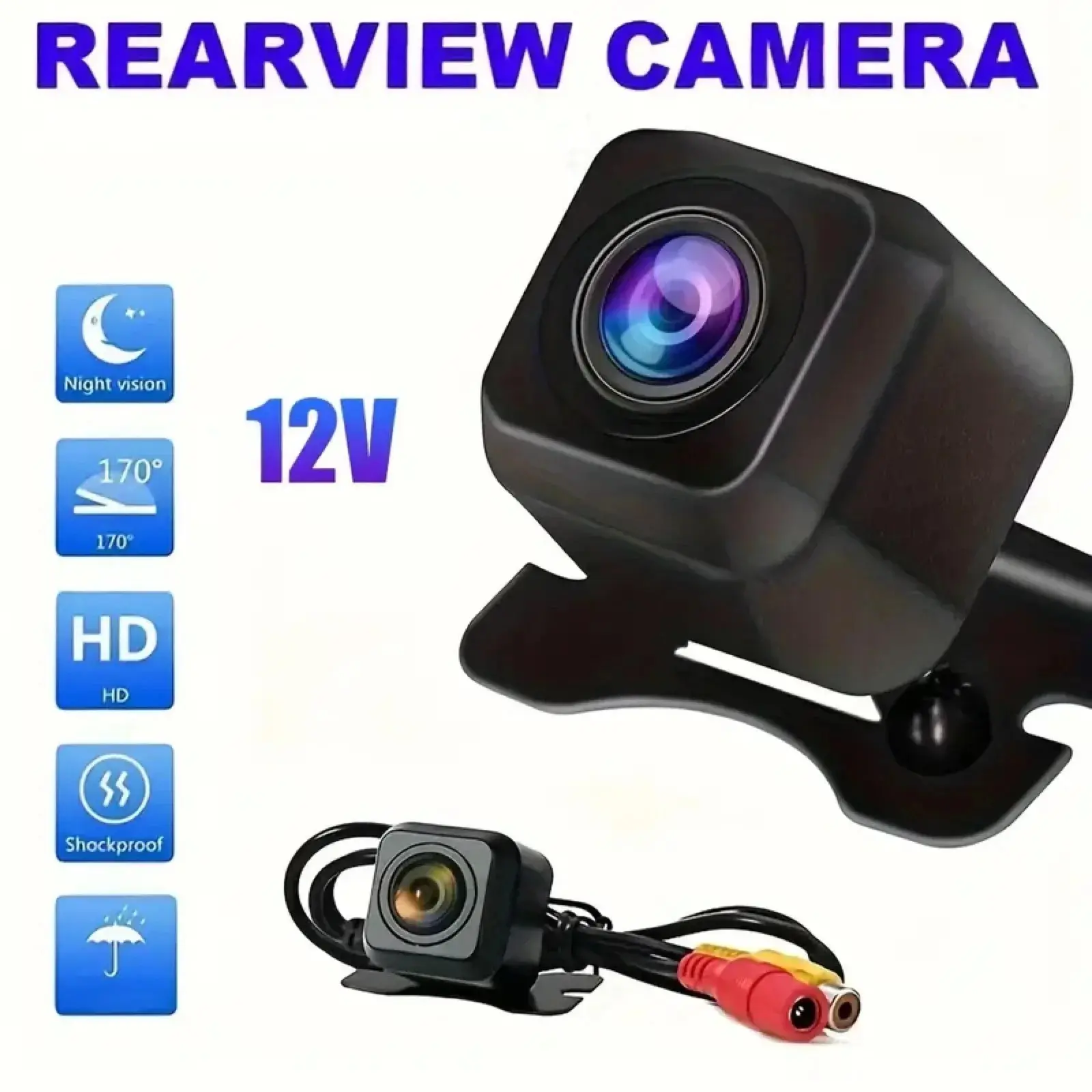 Car Camera High Definition Rear View Backup Camera, Rearview Camera, 170 Degree Wide Angle Night Vision Waterproof Parking Reverse Lens