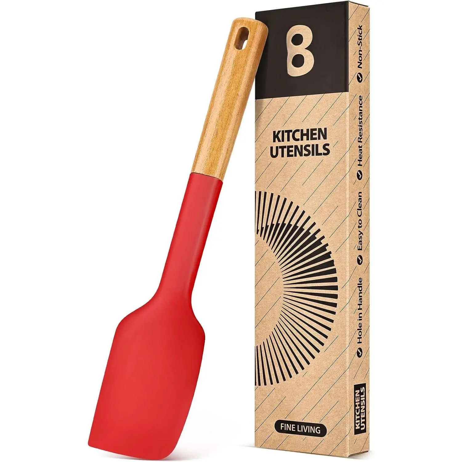 Heavy-Duty Spatula, Rubber Scraper for Nonstick Cookware