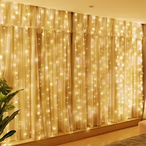 300LED Fairy Curtain Lights, 9.8x9.8Ft USB Plug in 8 Modes Christmas String Hanging Lights with Remote for Bedroom, Indoor, Outdoor, Weddings, Party