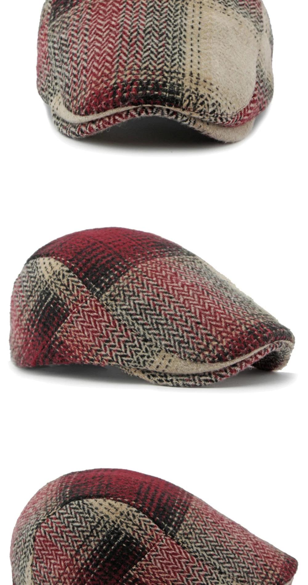 HT4238 Berets New Plaid Artist Painter Beret Hat Male Female Spring Autumn   Flat Caps for Men Women Retro Beret Caps