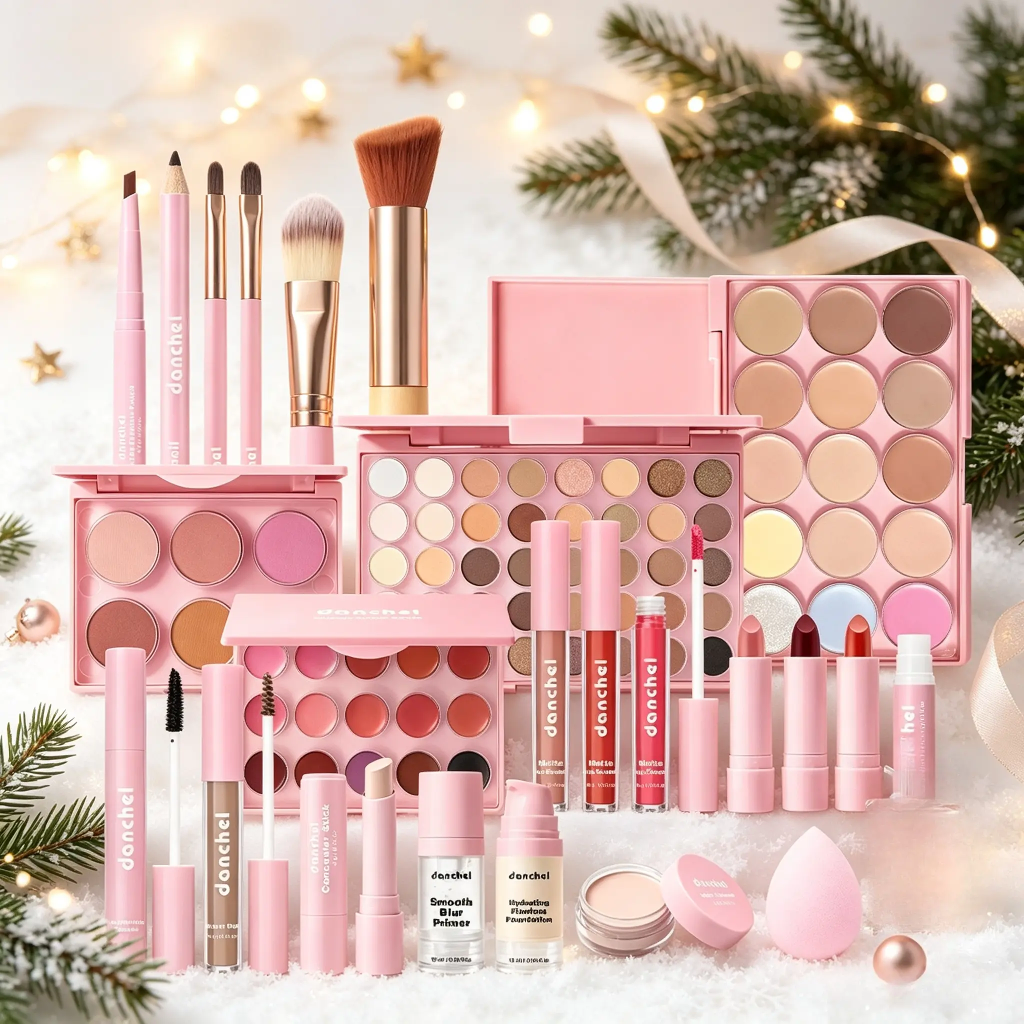 Beginner full makeup gift box with foundation, concealer, blush, eye & lip products plus full makeup brushes and storage bag. Even non-fallout pigment for daily and party looks, aesthetic cosmetic gift for back-to-school and Valentine’s Day.